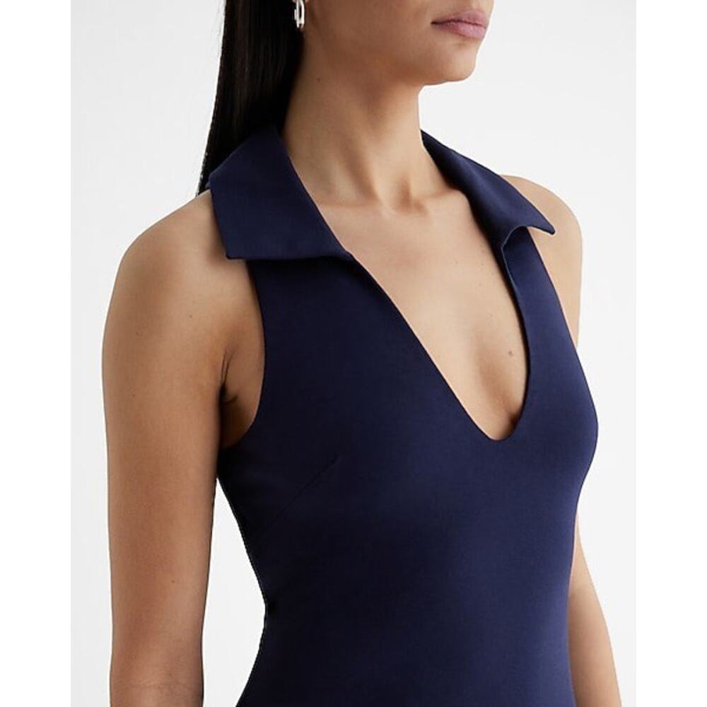 NWT Express Collared Sleeveless Mini Polo Dress XL Stretchy Tennis prep - Picture 3 of 15